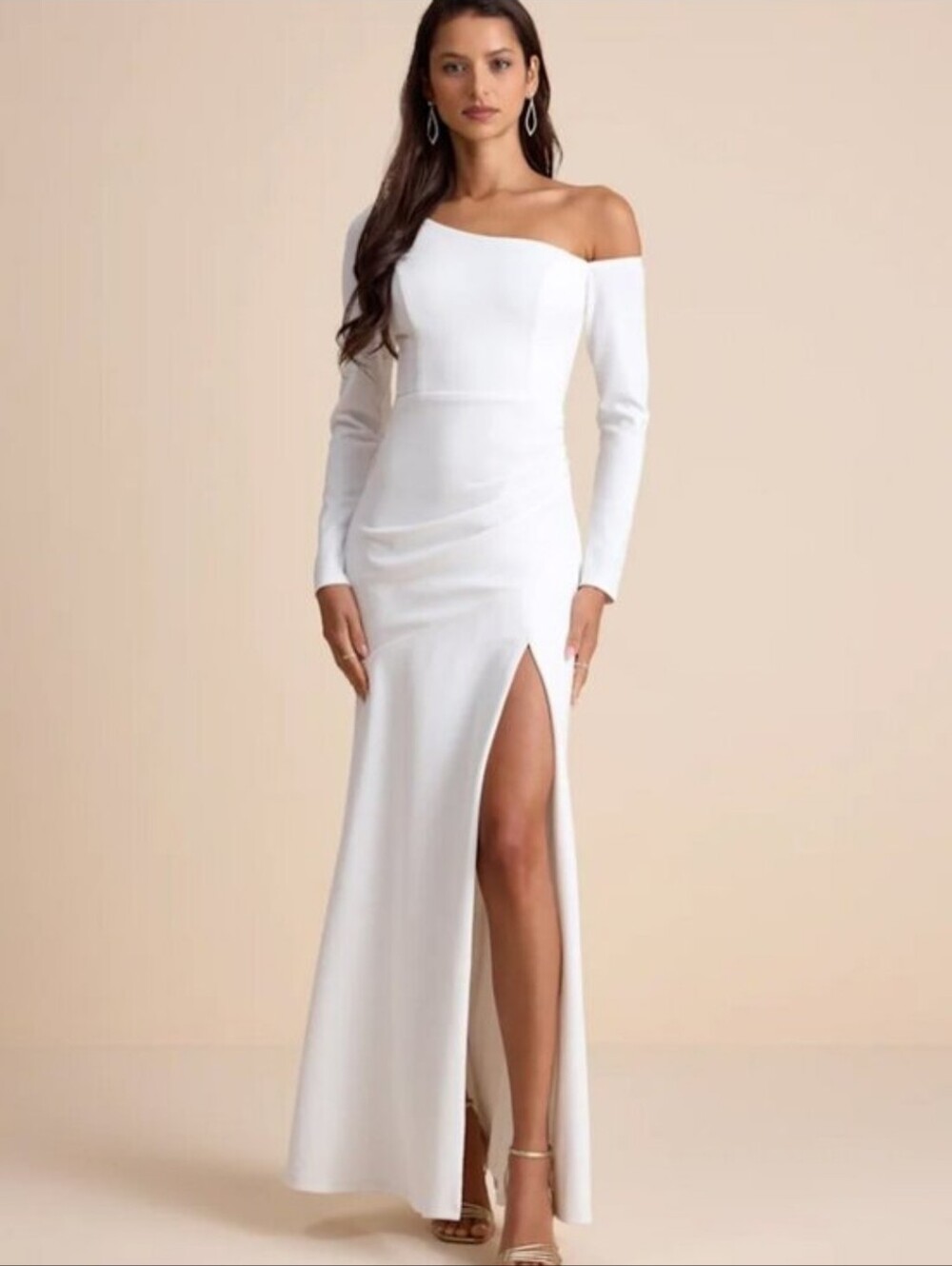 NWT Lulus Elegant Sensation Asymmetrical Pleated Maxi Dress Size Medium